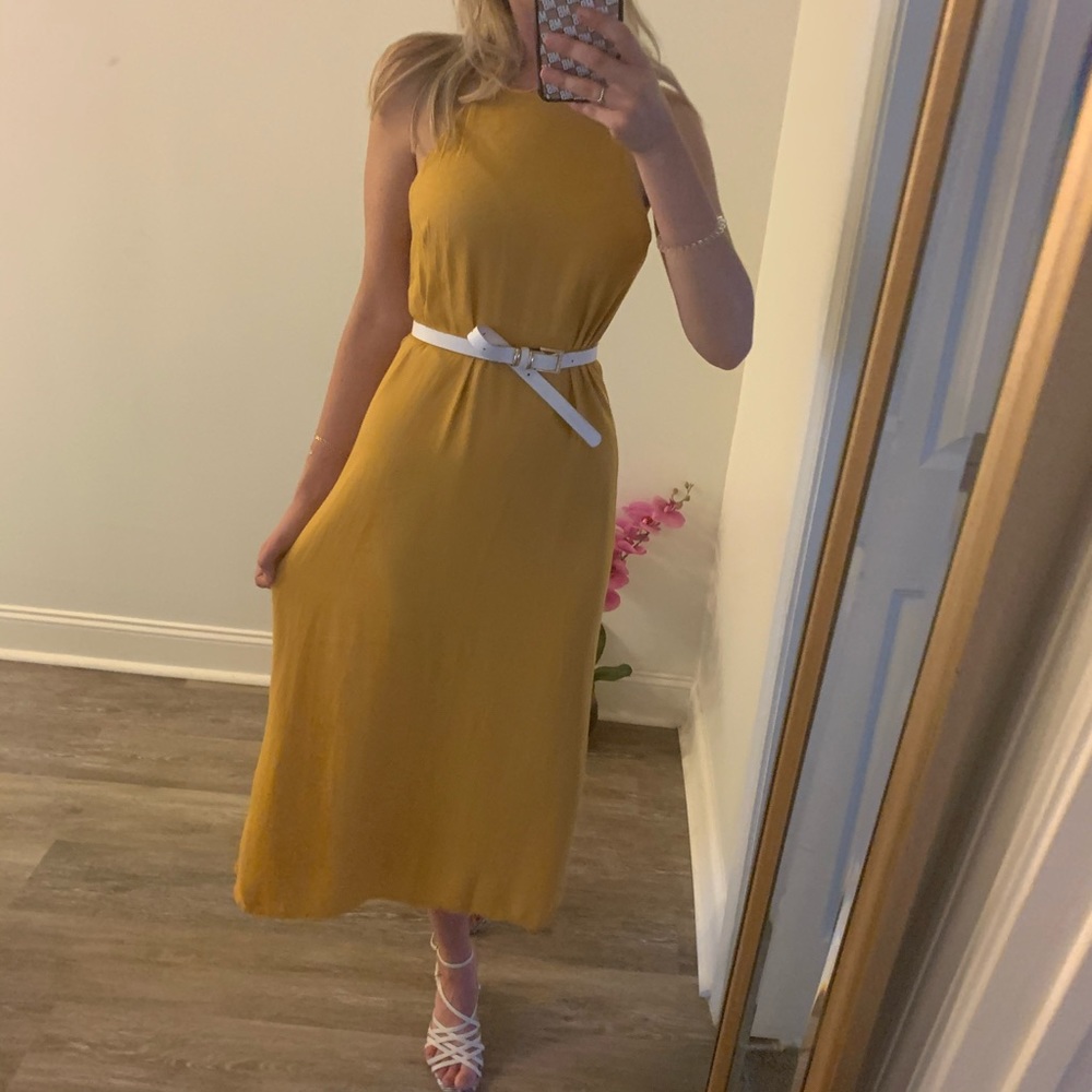 REFORMATION ROMAN Halter High Neck Midi Dress